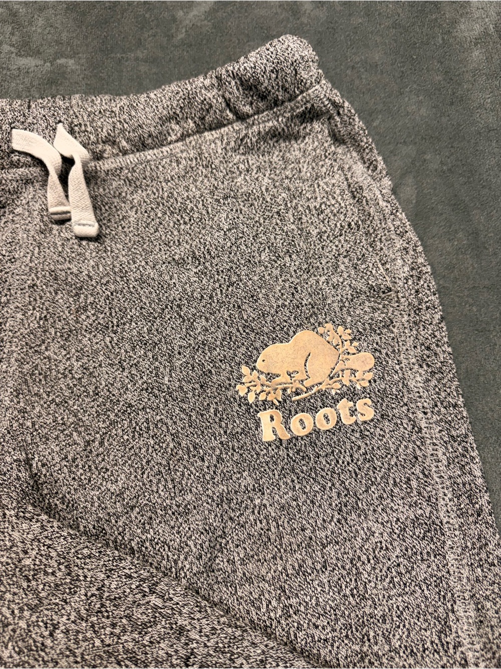 Roots Kids Grey Heather Joggers with Cream Logo
